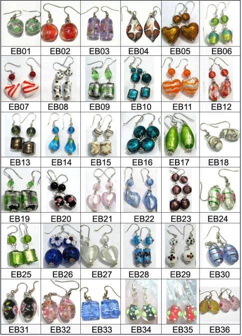 murano glass earrings and lampwork glass earrings 