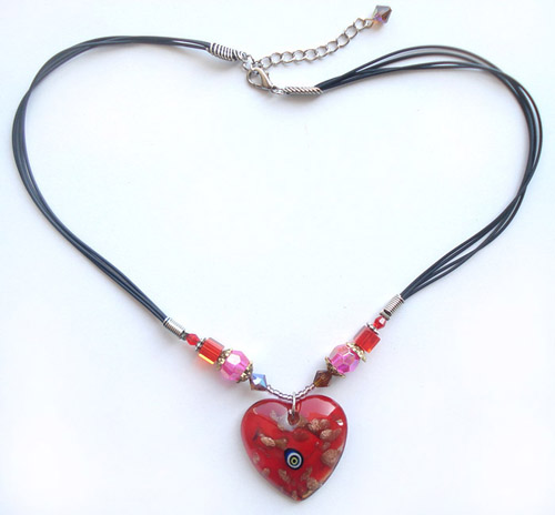 heart murano glass lucky eye necklace